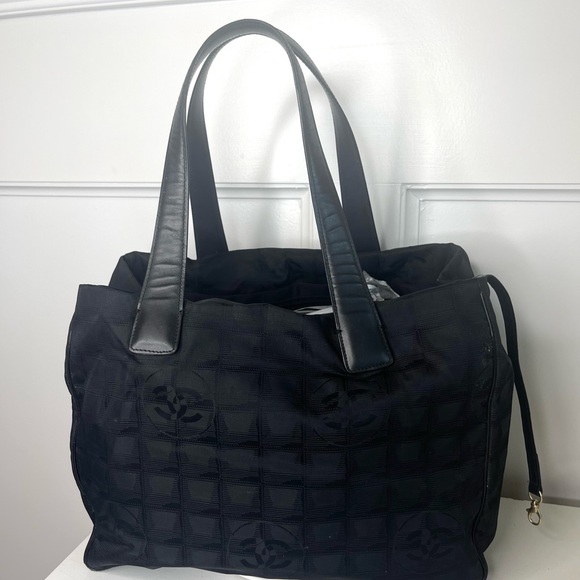 Authentic CHANEL Black Travel Line Tote Bag - Picture 3 of 8